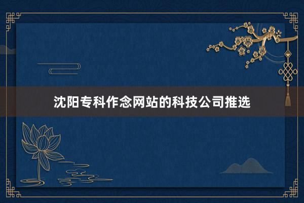 沈阳专科作念网站的科技公司推选