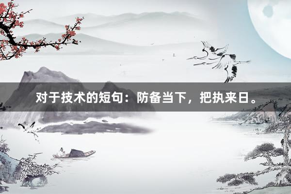对于技术的短句：防备当下，把执来日。