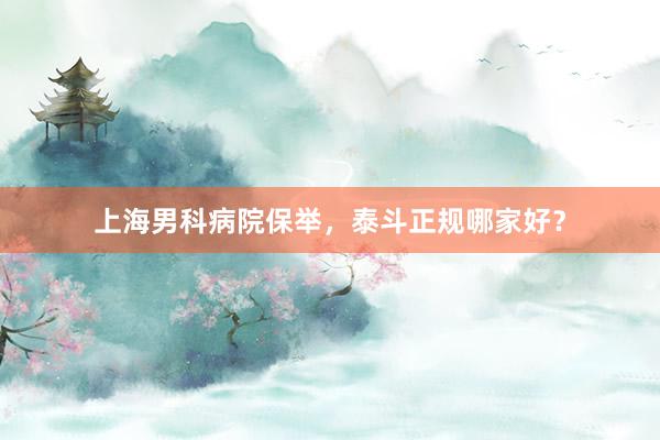上海男科病院保举，泰斗正规哪家好？