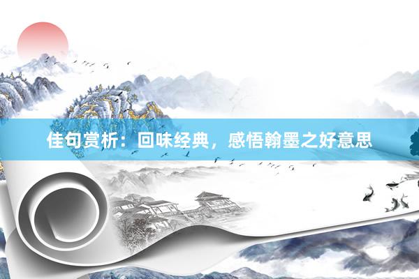 佳句赏析：回味经典，感悟翰墨之好意思